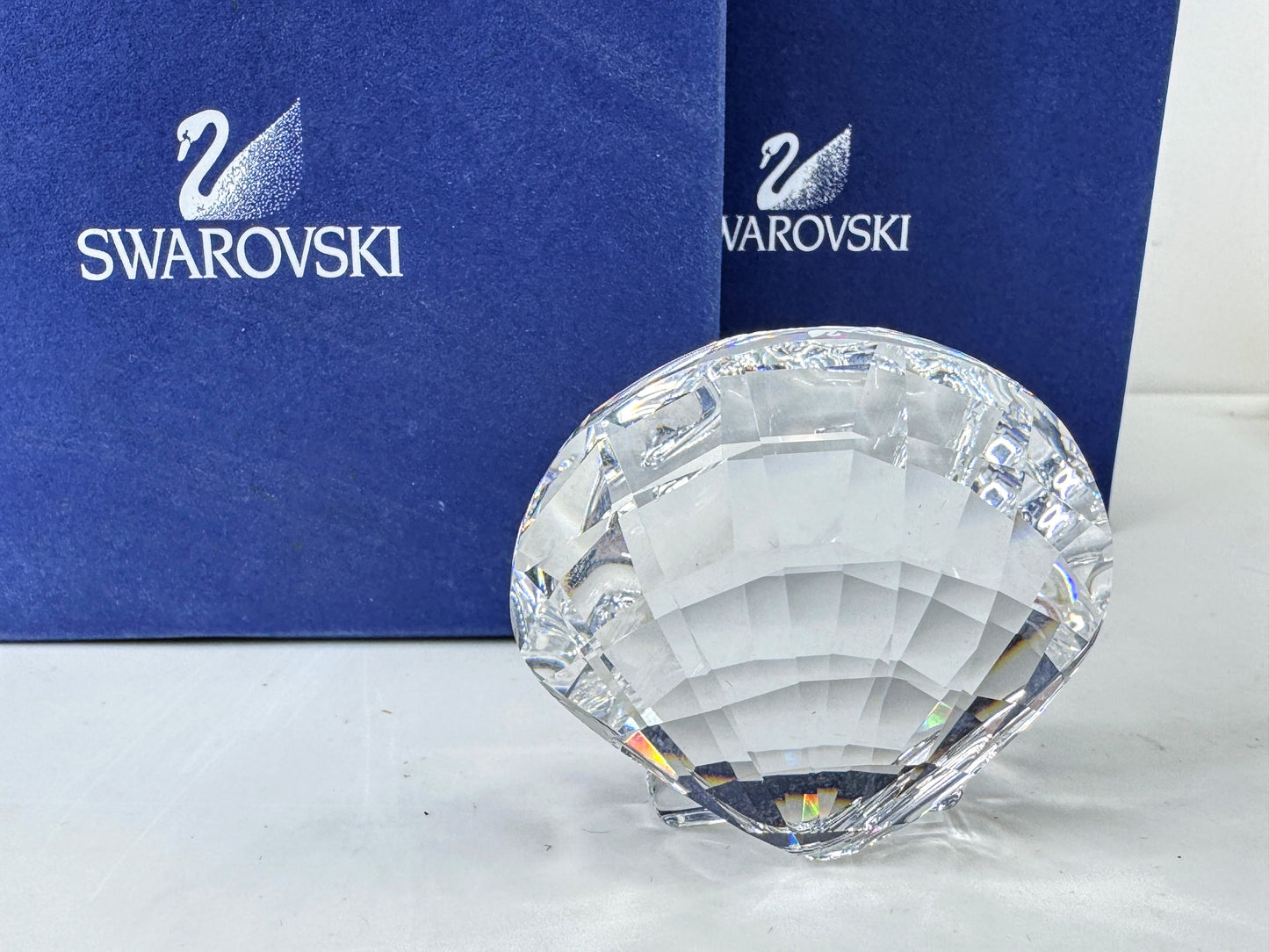 Vintage Swarovski crystal scallop shell 2006 SCS renewal gift original box S312