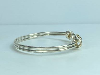 Tiffany & Co Sterling Silver 18k Gold Double Ball Hook Bangle bracelet 6.5 JR626
