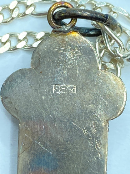 Sterling Silver Opal Cross Pendant Necklace, Large Statement Piece JR1093