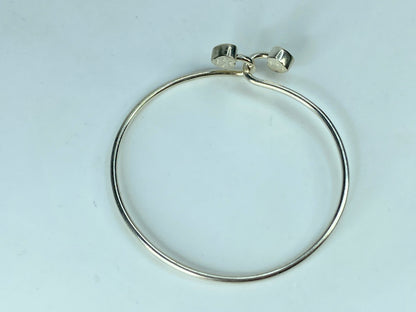 Tiffany 18k Gold and Sterling Silver Hearts Bangle Bracelet 6.5" 8.8g JR628