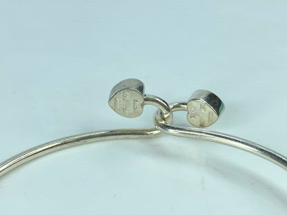 Tiffany 18k Gold and Sterling Silver Hearts Bangle Bracelet 6.5" 8.8g JR628
