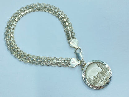 Italy Milor 925 Sterling Silver Curb Bracelet w Big Ben Charm JR1098