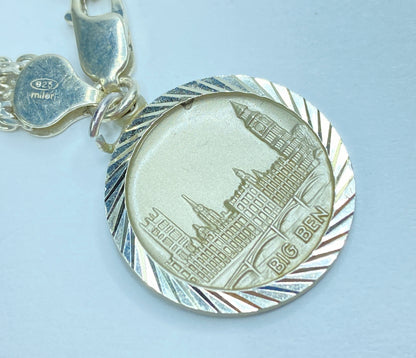 Italy Milor 925 Sterling Silver Curb Bracelet w Big Ben Charm JR1098