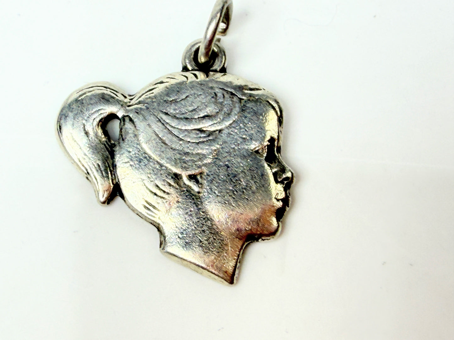 Vintage James Avery Sterling Silver Girl Profile Charm Pendant 3.8g JR1185