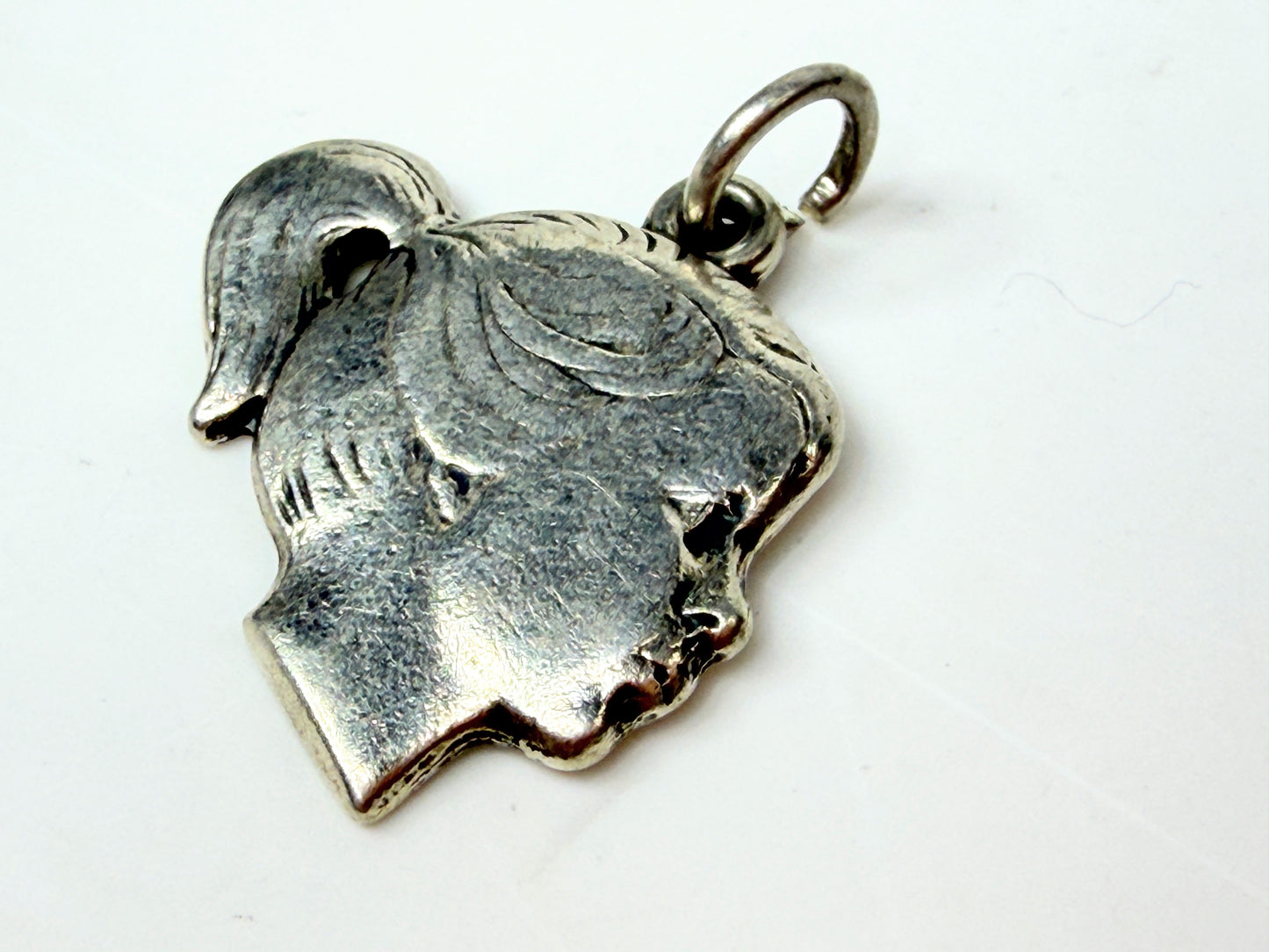 Vintage James Avery Sterling Silver Girl Profile Charm Pendant 3.8g JR1185