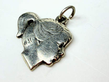 Vintage James Avery Sterling Silver Girl Profile Charm Pendant 3.8g JR1185