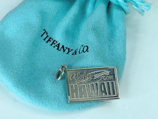 Tiffany and co Sterling Silver Hawaii postcard charm pendant 4g 22mm JR632