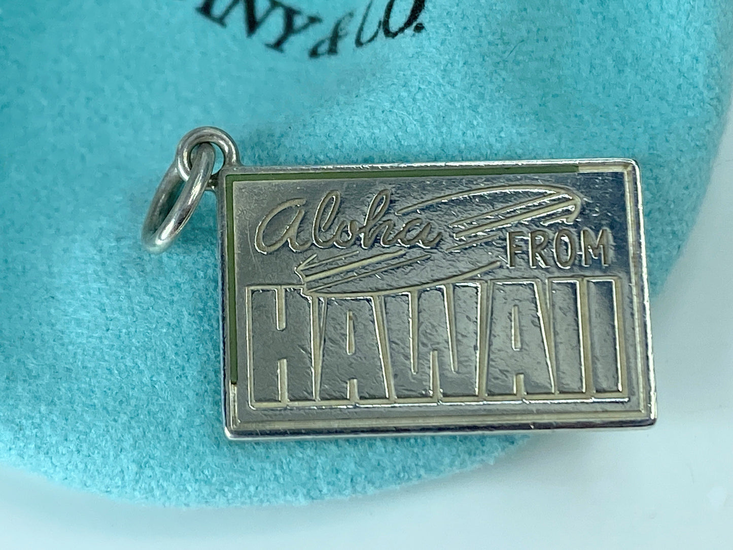 Tiffany and co Sterling Silver Hawaii postcard charm pendant 4g 22mm JR632