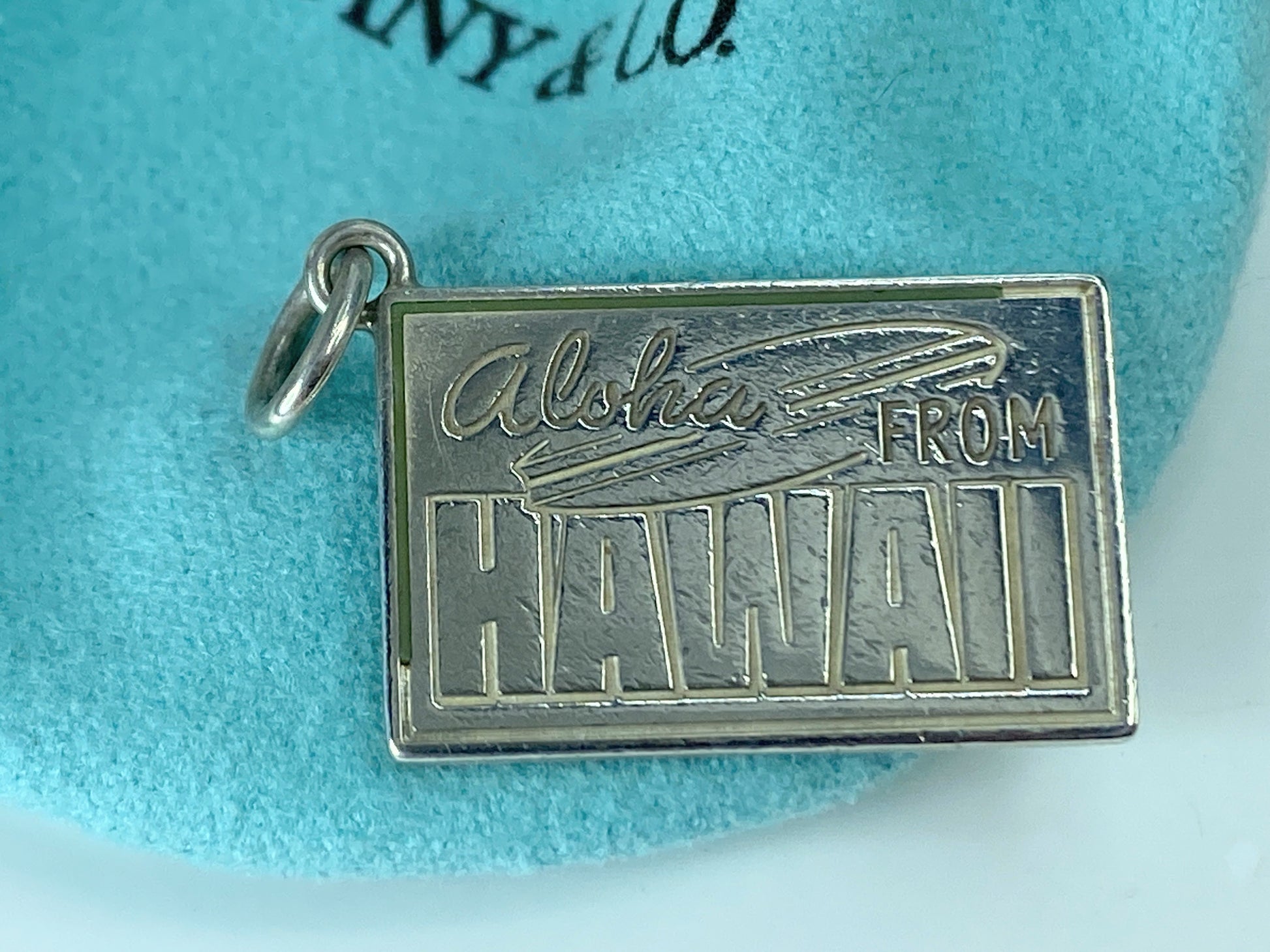 Tiffany and co Sterling Silver Hawaii postcard charm pendant 4g 22mm JR632