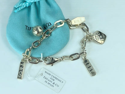 Tiffany & Co. 1837 Elements Charm sterling silver Bracelet 7 3/4" 27.5g JR633
