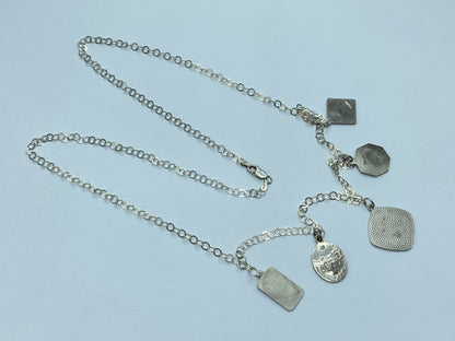 Italian 925 Silver Rosary-Style Chain Necklace w Religious Medallions 32" JR1100