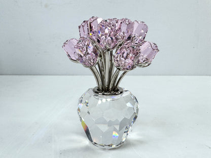 Vintage Swarovski A Dozen Pink Roses Crystal Vase Figurine 628343 Retired S320