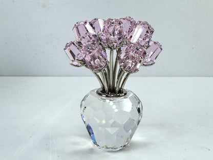 Vintage Swarovski A Dozen Pink Roses Crystal Vase Figurine 628343 Retired S320