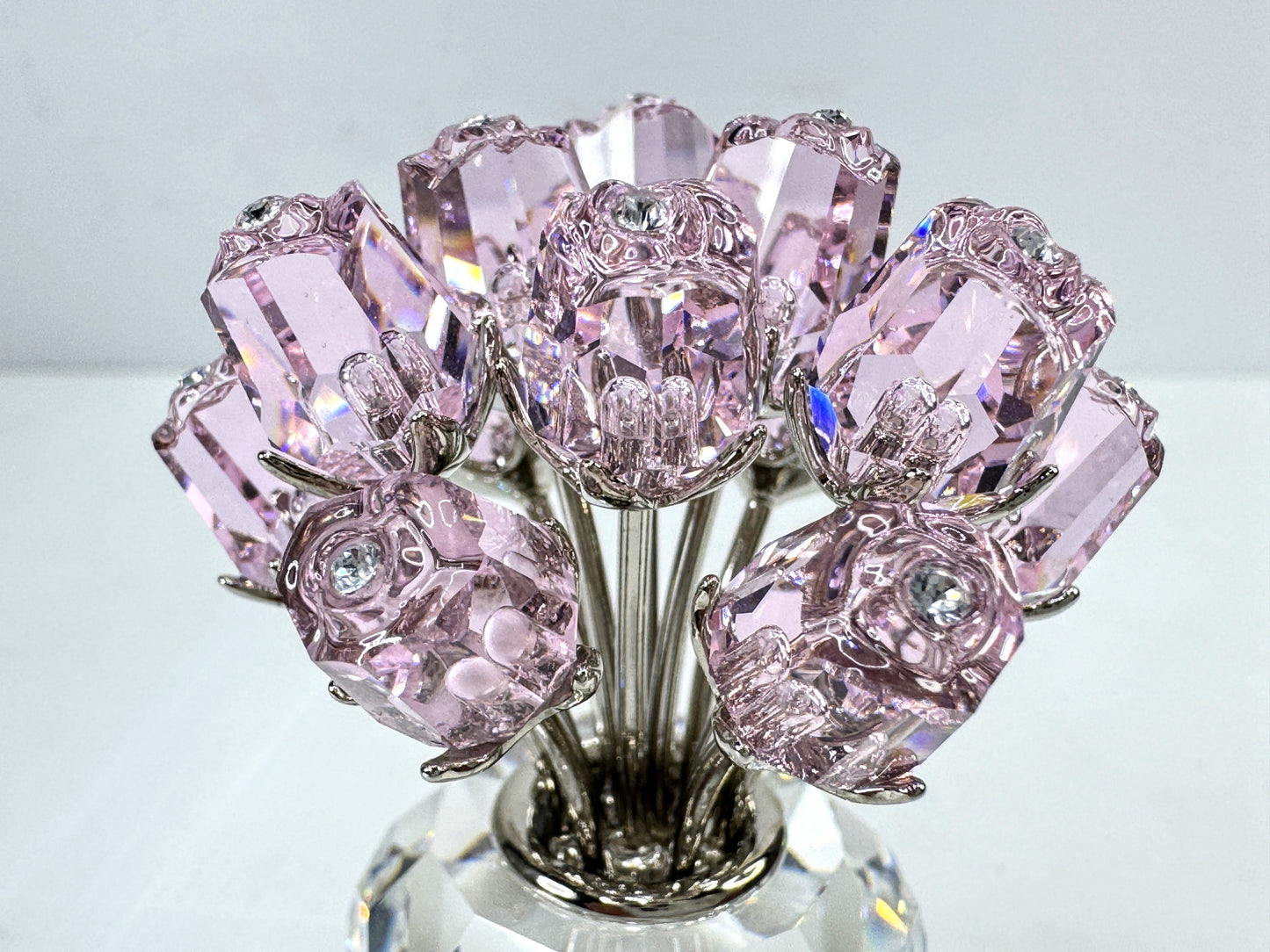 Vintage Swarovski A Dozen Pink Roses Crystal Vase Figurine 628343 Retired S320