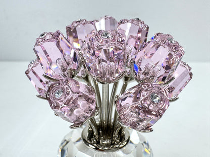 Vintage Swarovski A Dozen Pink Roses Crystal Vase Figurine 628343 Retired S320