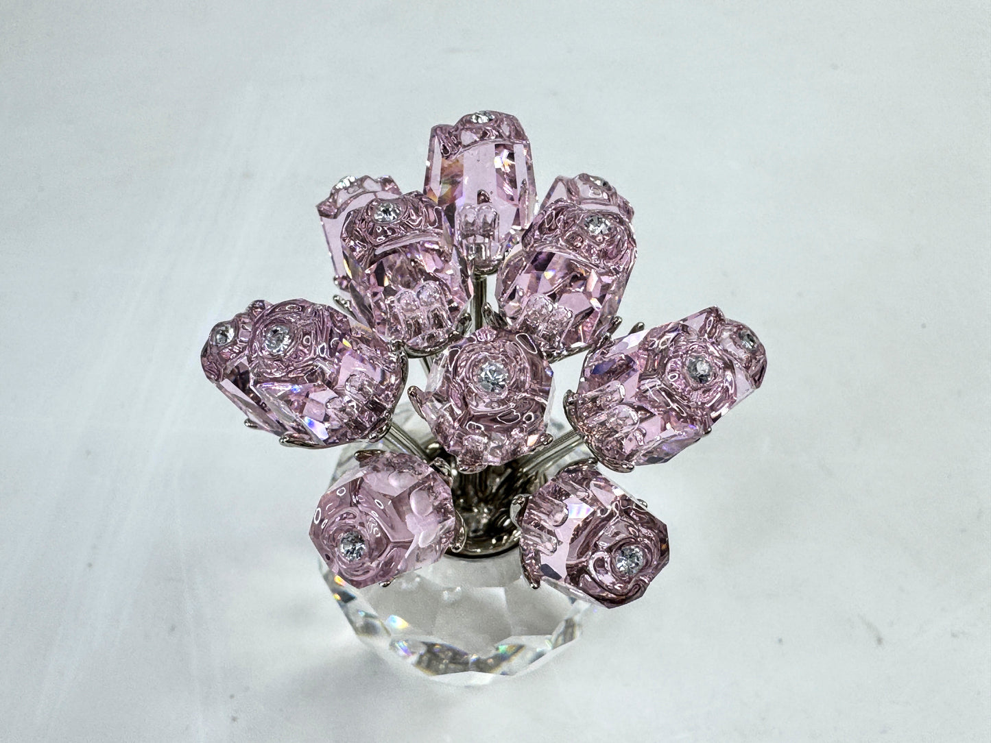 Vintage Swarovski A Dozen Pink Roses Crystal Vase Figurine 628343 Retired S320
