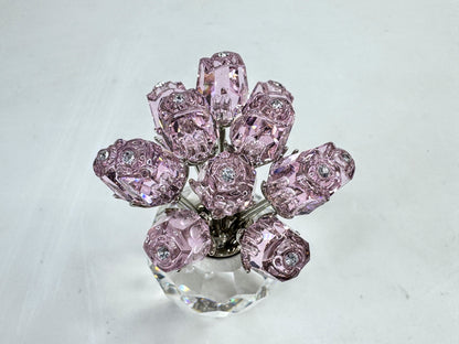 Vintage Swarovski A Dozen Pink Roses Crystal Vase Figurine 628343 Retired S320