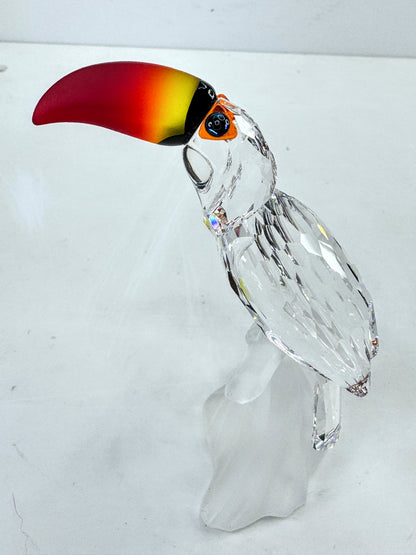 Vintage Swarovski Crystal Toucan on Frosted Branch Bird Figurine with Box S321