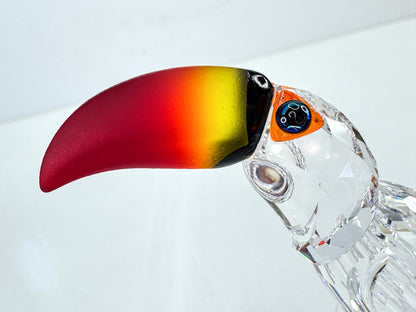 Vintage Swarovski Crystal Toucan on Frosted Branch Bird Figurine with Box S321