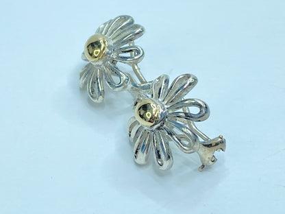 Tiffany Co Picasso Daisy 925 Silver 18Kt Gold Earrings Post & Omega JR1102