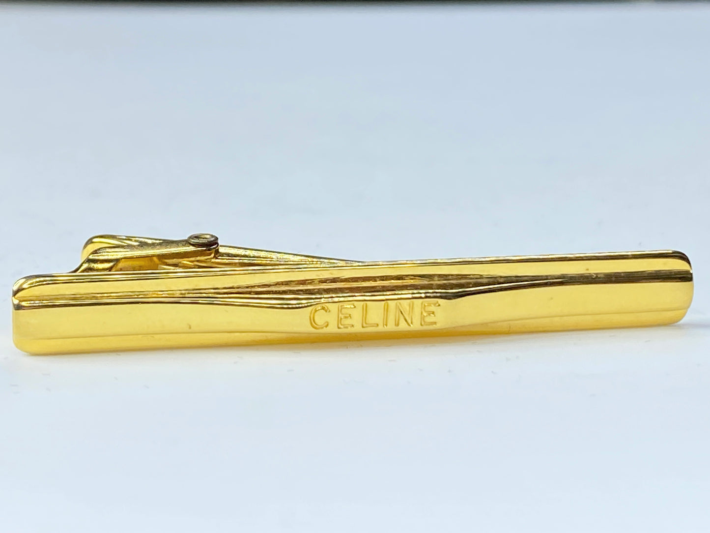 Céline Vintage Logo Gold Plated Tie Clip 2 1/8" GS174