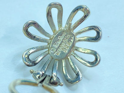 Tiffany Co Picasso Daisy 925 Silver 18Kt Gold Earrings Post & Omega JR1102