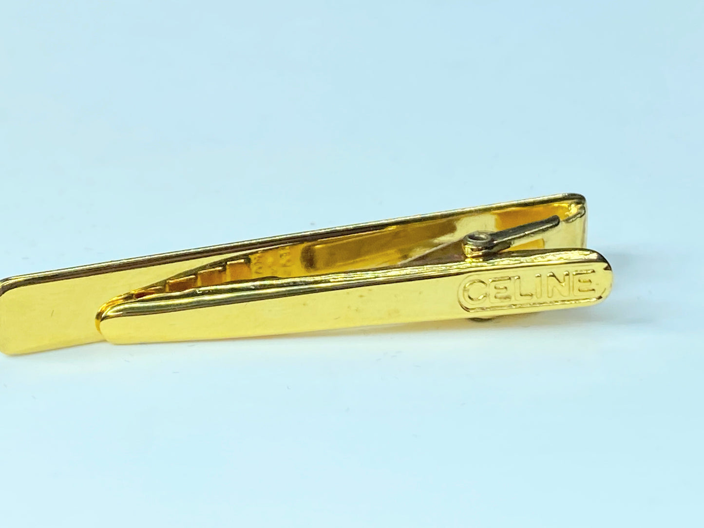 Céline Vintage Logo Gold Plated Tie Clip 2 1/8" GS174