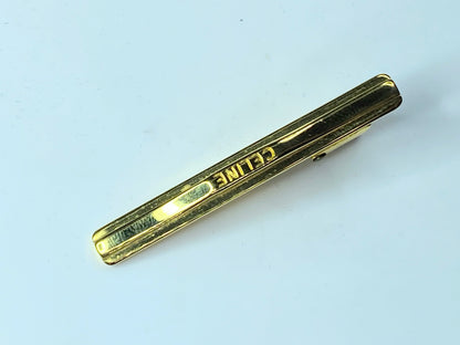 Céline Vintage Logo Gold Plated Tie Clip 2 1/8" GS174