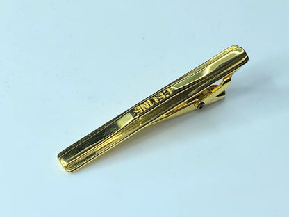 Céline Vintage Logo Gold Plated Tie Clip 2 1/8" GS174