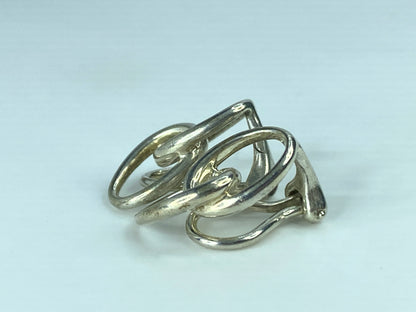 Tiffany & Co. Elsa Peretti lined Loop Earrings sterling Silver hardware JR641