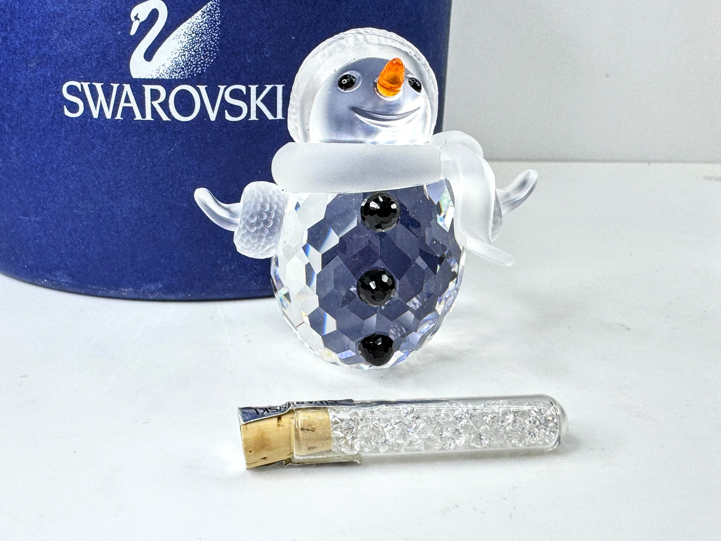 Vintage Swarovski Snowman Crystal Figurine 250229 with Snow Vial Box S324
