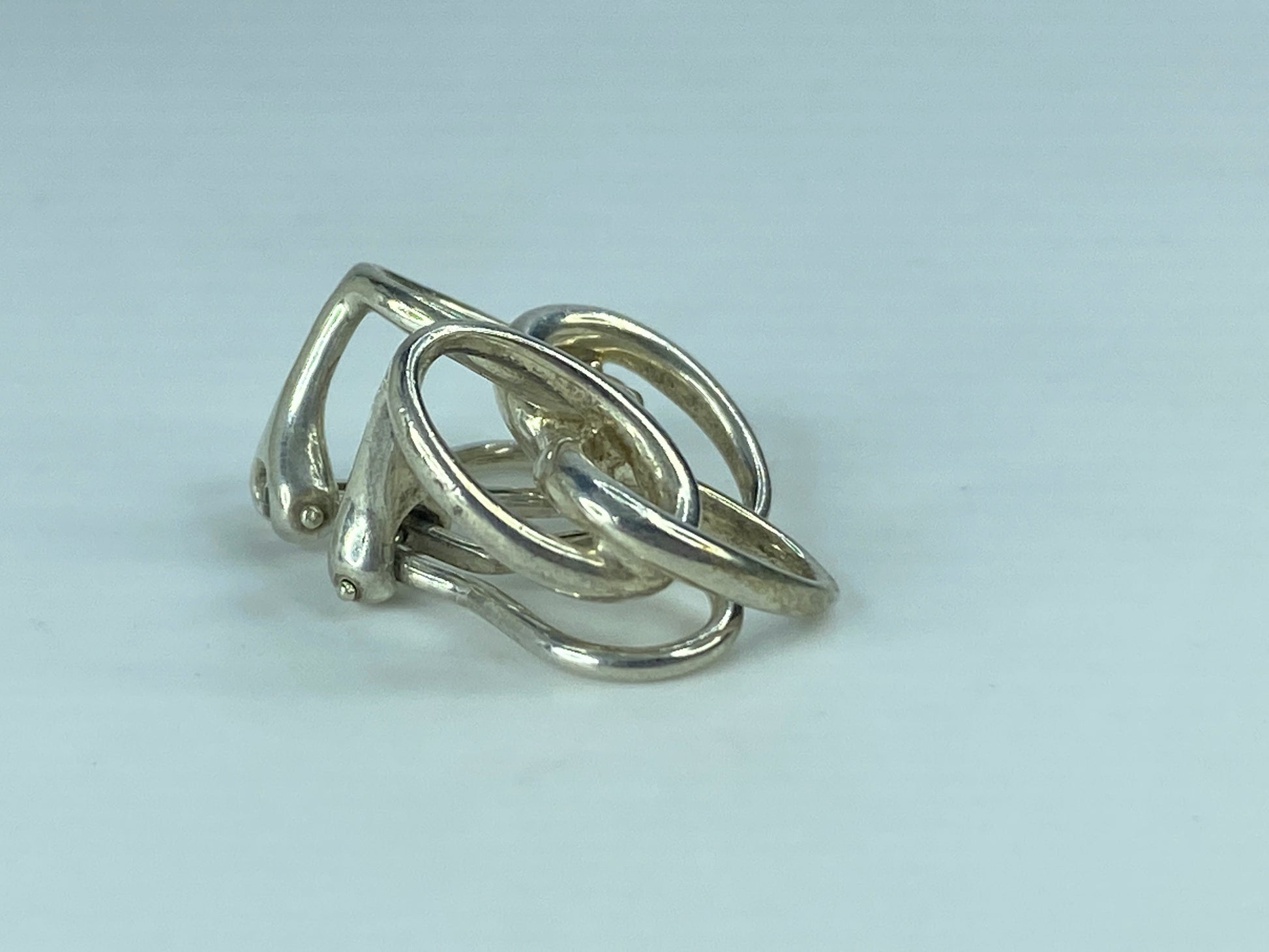 Tiffany & Co. Elsa Peretti lined Loop Earrings sterling Silver hardware JR641