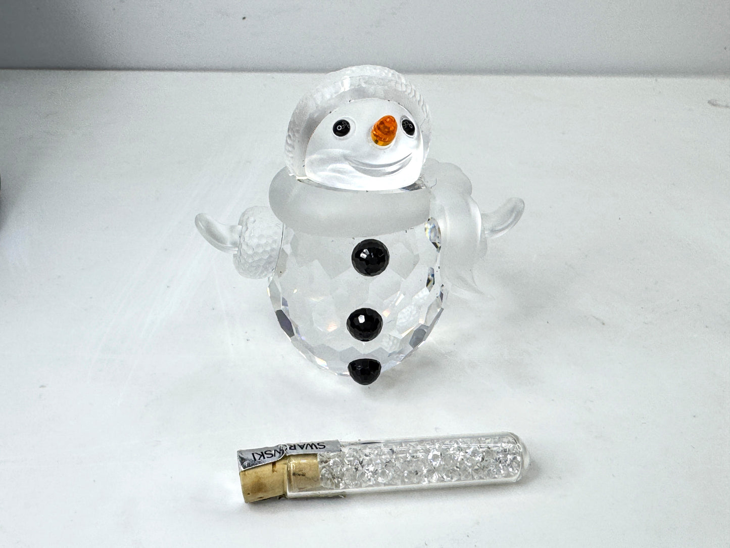 Vintage Swarovski Snowman Crystal Figurine 250229 with Snow Vial Box S324