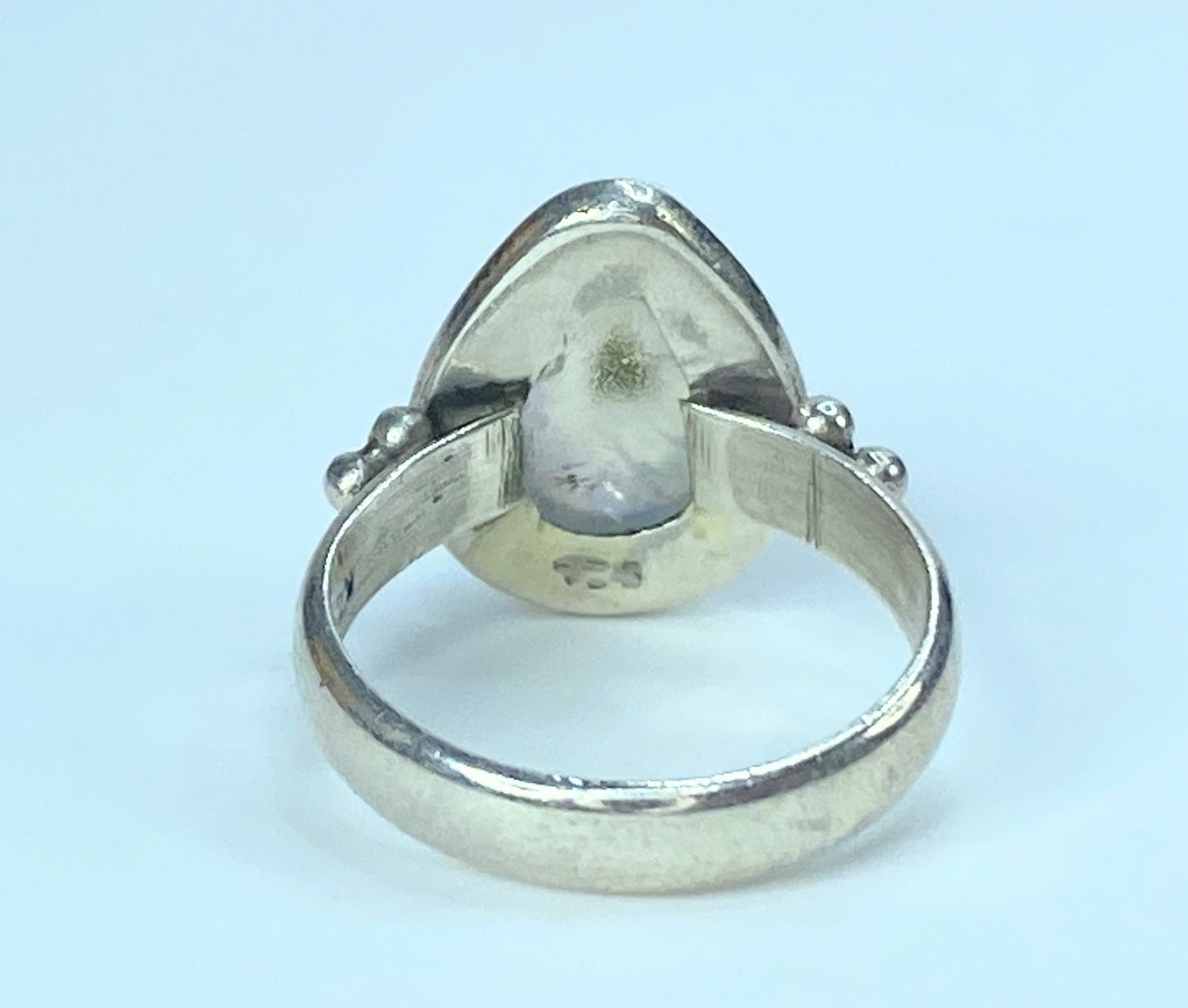 Sterling Silver Pear cut Natural Rainbow Moonstone ring JR8960