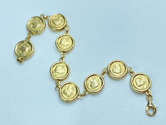 14K Gold Bracelet with Replica Coin Medallions – 7.25" 10.8g 7.25" JR1108