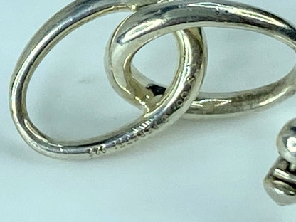 Tiffany & Co. Elsa Peretti lined Loop Earrings sterling Silver hardware JR641