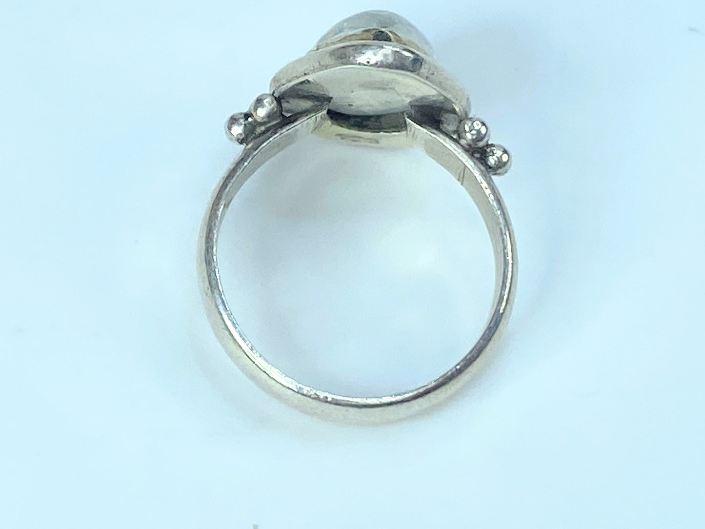 Sterling Silver Pear cut Natural Rainbow Moonstone ring JR8960