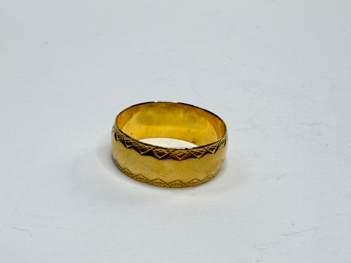 Antique Birmingham 22K Gold Engraved Band Ring 8mm Size 9 JR1193