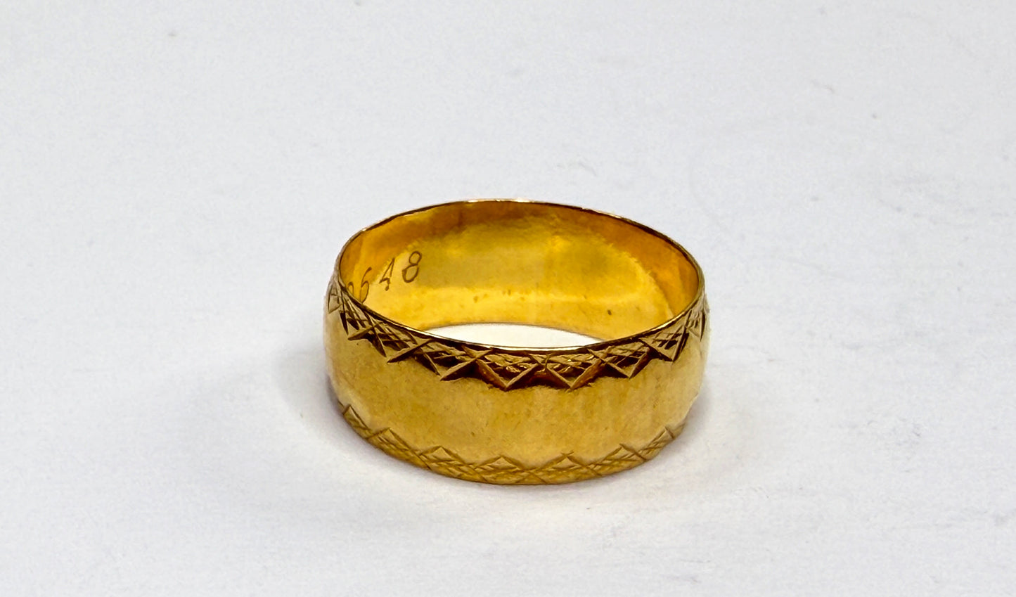 Antique Birmingham 22K Gold Engraved Band Ring 8mm Size 9 JR1193
