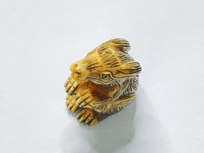 rly-Century Japanese Handcarved Resin Rabbit Netsuke Signed Miniature A672