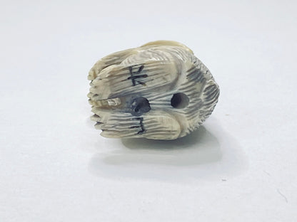 rly-Century Japanese Handcarved Resin Rabbit Netsuke Signed Miniature A672