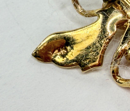 Early 20th Century 14K Gold Coral Pearl Bee Brooch Figural Insect Antique JR1196