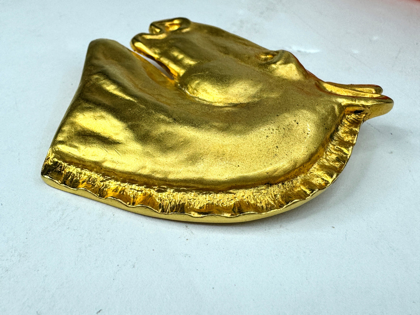 Vintage Hermès Paris Bijouterie Fantaisie gold horse head brooch pin GS849