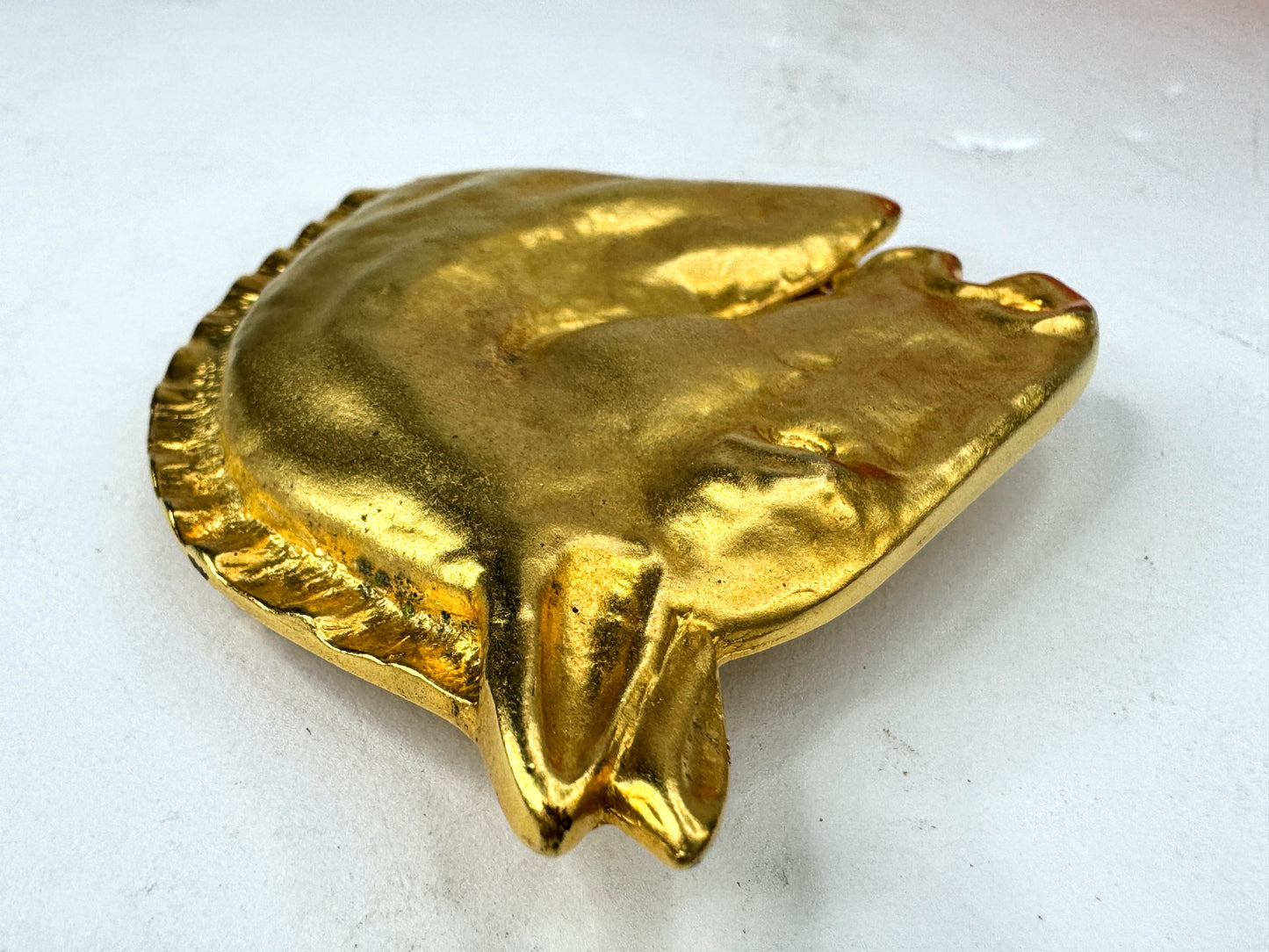 Vintage Hermès Paris Bijouterie Fantaisie gold horse head brooch pin GS849