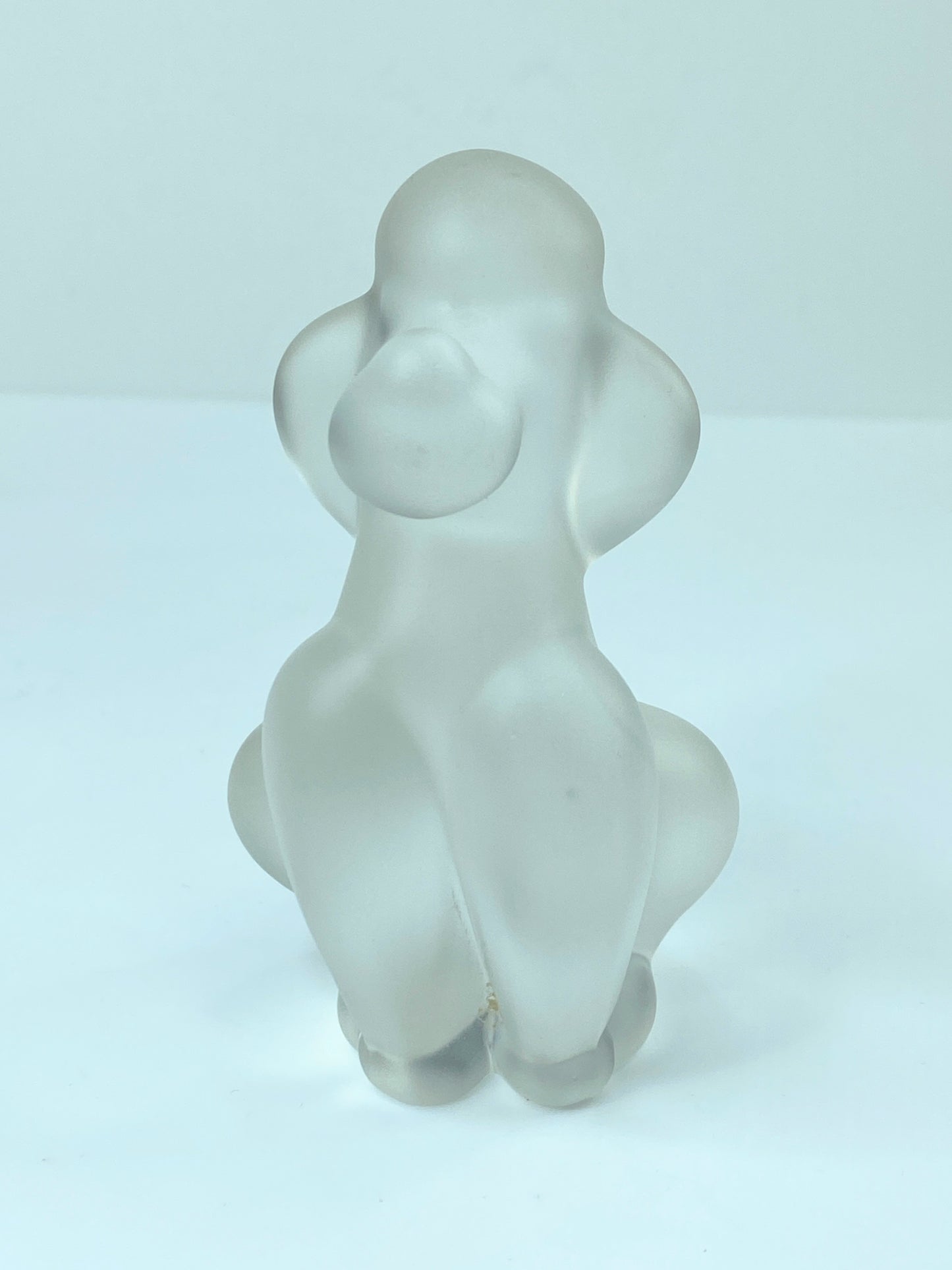 Cristal de Sevres France Poodle Frosted Glass Figurine Paperweight A236