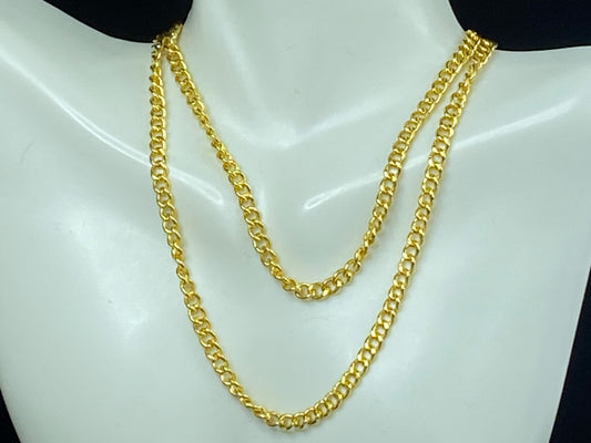 Solid 24K yellow gold 4.45mm curb link necklace