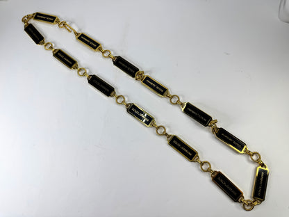 Vintage Dolce & Gabbana Black Enamel Gold Tone Logo Chain Belt Necklace GS850