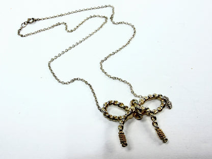 Tiffany & Co 925/750 Sterling & 18K Gold X-Large Rope Bow Necklace 15.5" JR1188