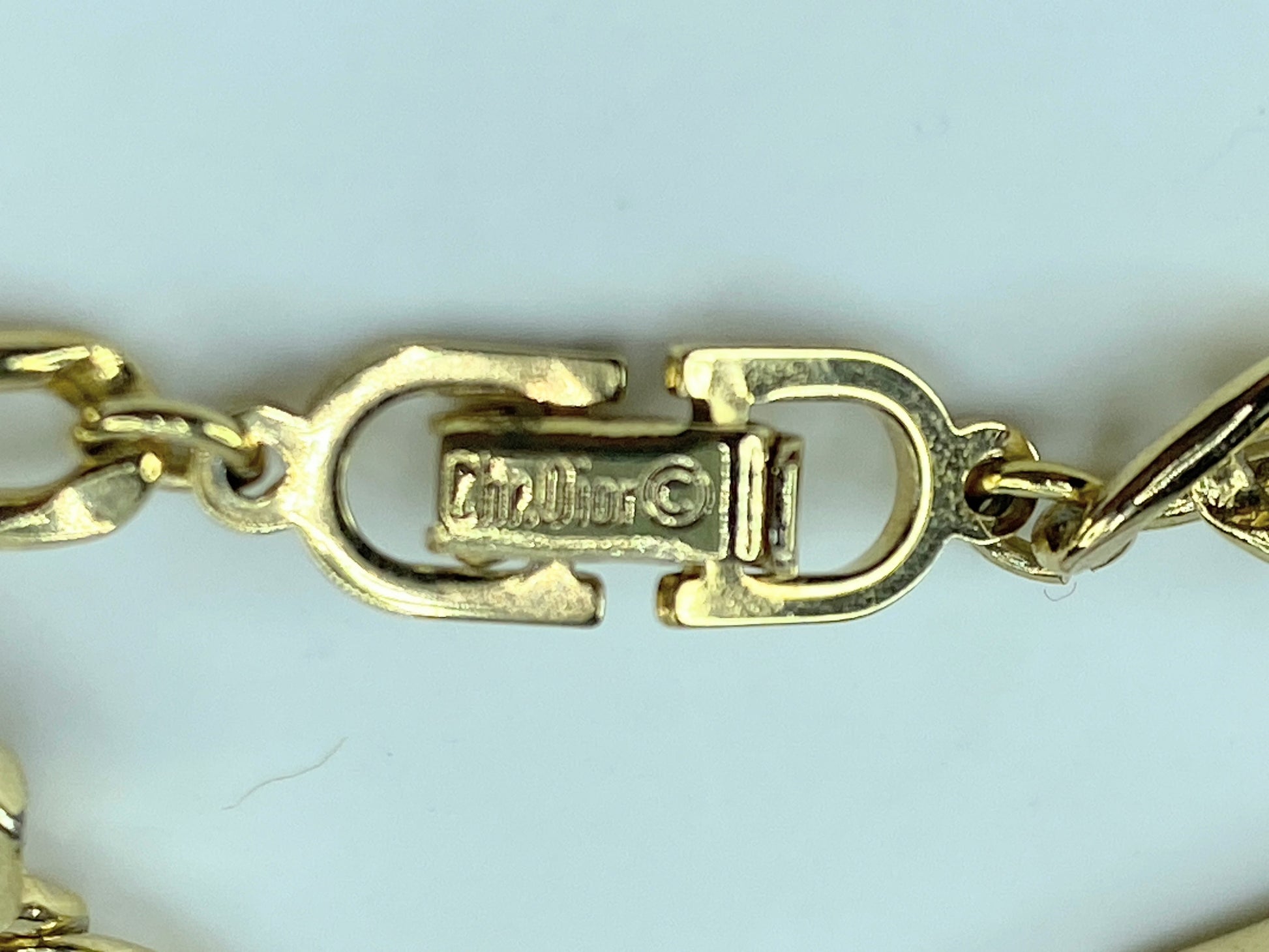 Christian Dior Bracelet CD Logo Rhinestone Orange Octagon 7.0" 10.4g GS470