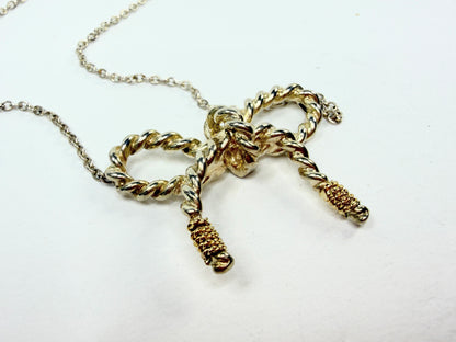 Tiffany & Co 925/750 Sterling & 18K Gold X-Large Rope Bow Necklace 15.5" JR1188